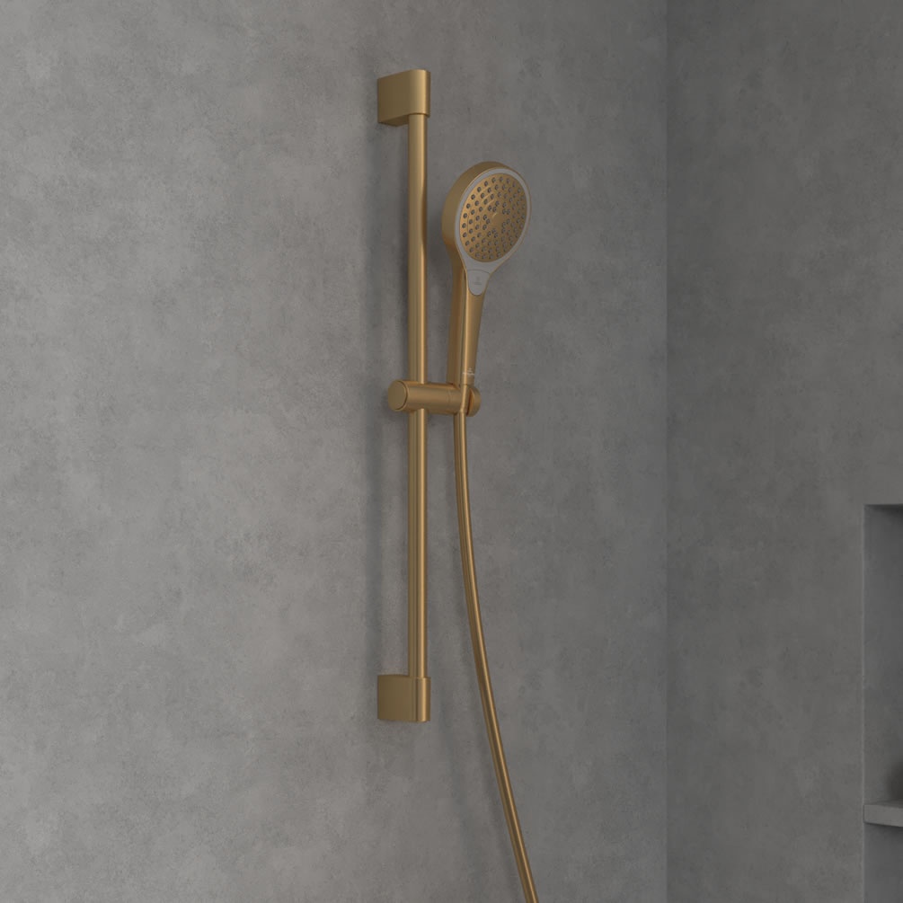 Lifestyle image of Villeroy & Boch Verve Brushed Gold Multifunction Slide Rail Shower Kit